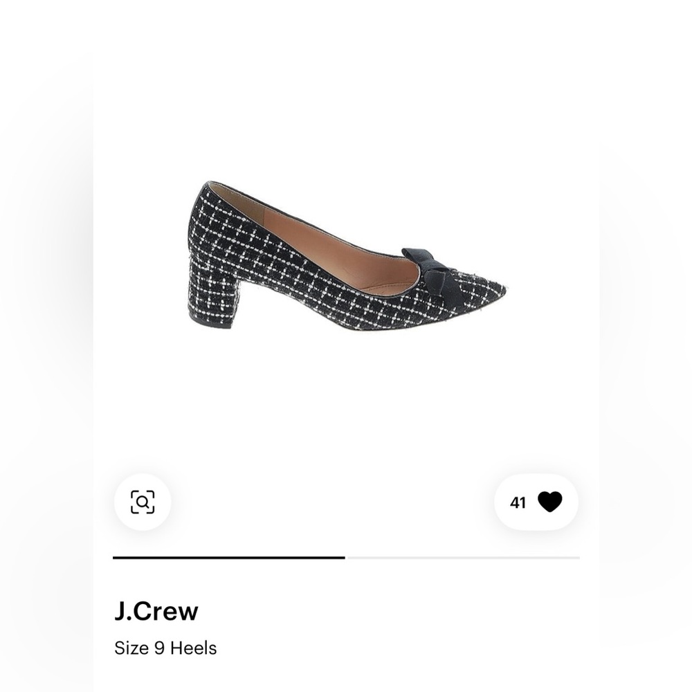 J. Crew Black and White Checkered Heels size 9